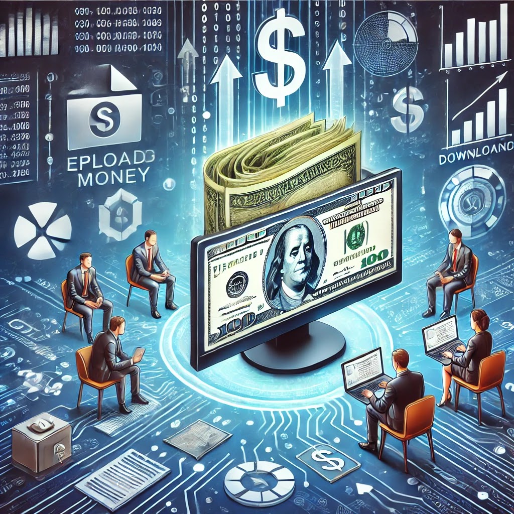 DALLE2024-08-15193048-AprofessionalanddetailedimageillustratingtheconceptofearningmoneybyuploadinganddownloadingfilesTheimagefeaturesacomputerscreend